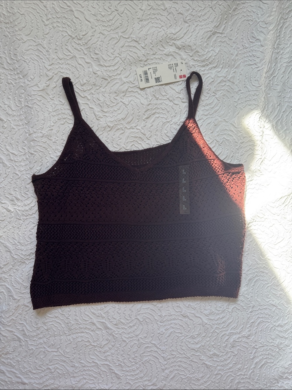 UNIQLO Brown Crochet Knit Camisole Tank Top